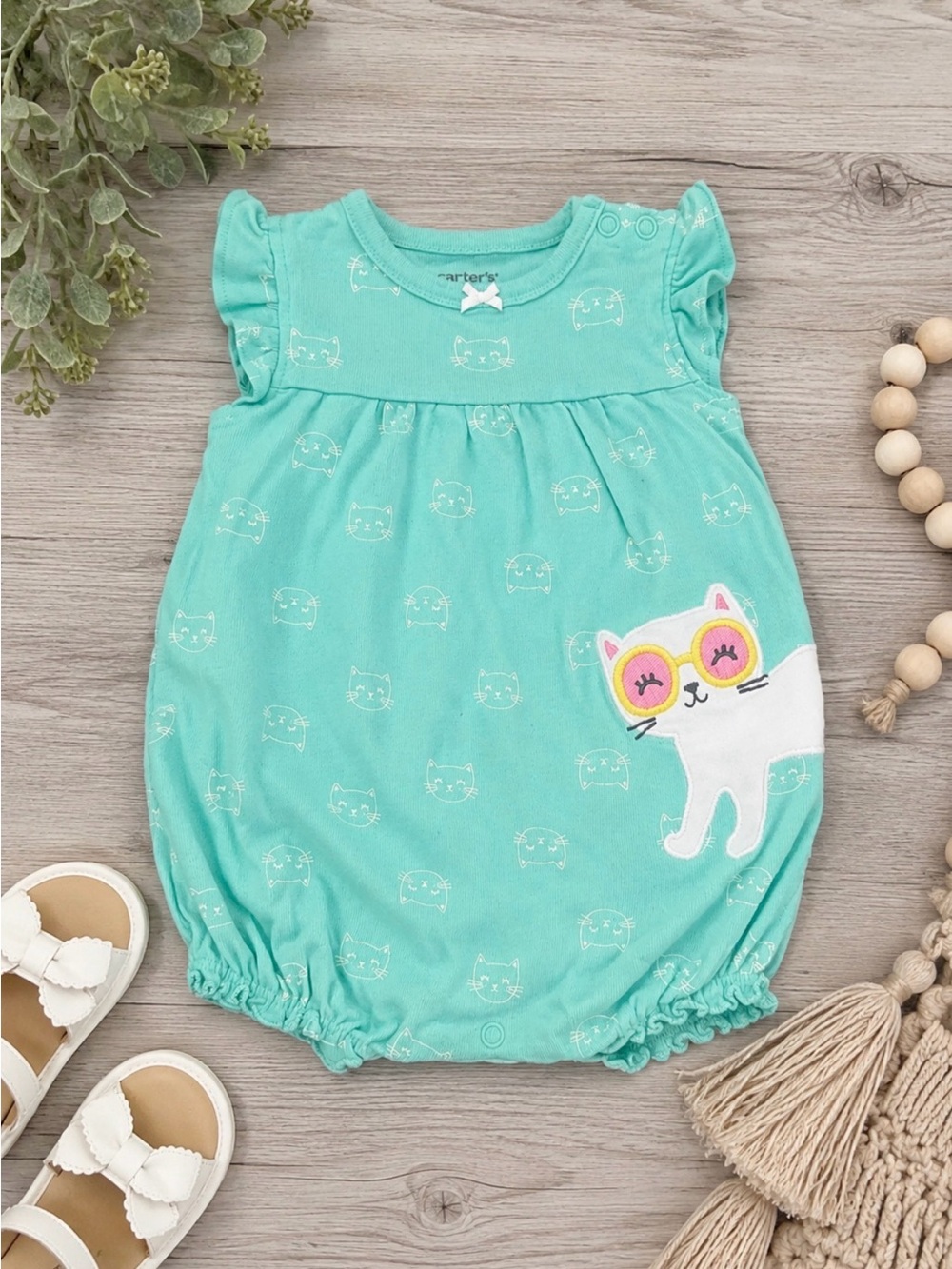 Carter’s Aqua Kitty Bubble Romper | Size: 3 Months Brand New Baby Girl Outfit